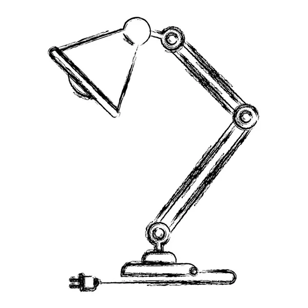 Monochroom wazig silhouet van moderne bureaulamp — Stockvector