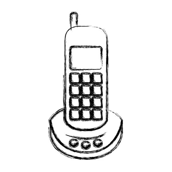Silueta borrosa monocromática del teléfono inalámbrico — Vector de stock