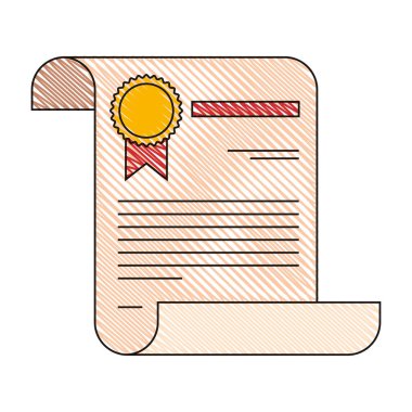 Sertifika belge kağıt sayfası damgasını taşıyan renkli mum boya şerit görüntü