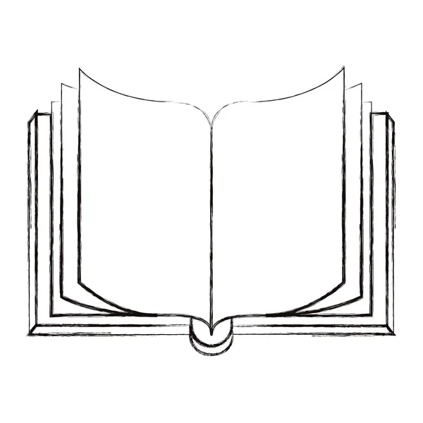 Načrtněte rozmazané siluety obraz pohled zepředu otevřené knihy — Stockový vektor
