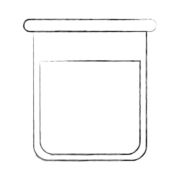 Bosquejo borrosa silueta imagen botella de vidrio para laboratorio con solución líquida — Archivo Imágenes Vectoriales