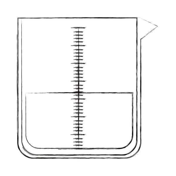 Croquis flou silhouette image verre pot pour laboratoire avec solution liquide — Image vectorielle