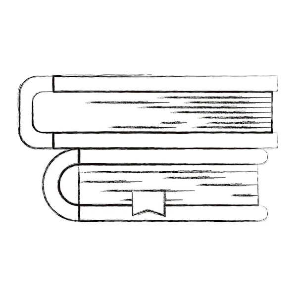 Skizze verschwommene Silhouette Bild der Sammlung von Büchern mit Lesezeichen — Stockvektor