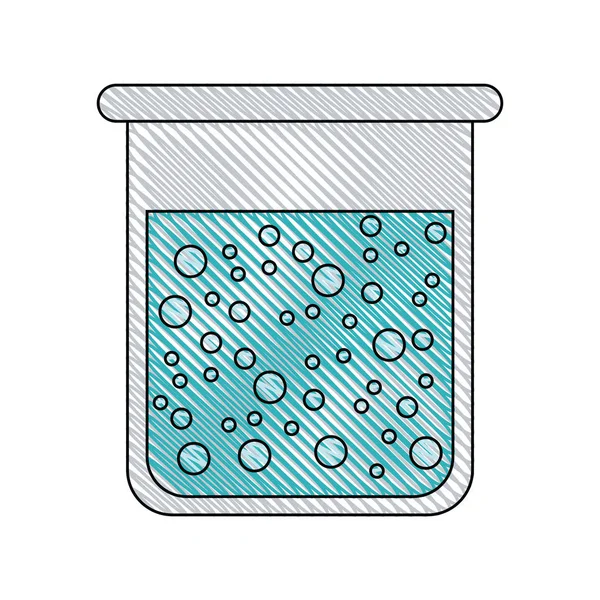 Couleur crayon bande image de bouteille en verre pour laboratoire avec solution liquide — Image vectorielle