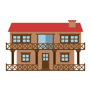 açık renk siluet cephe evin balkon ve baca ile iki kat