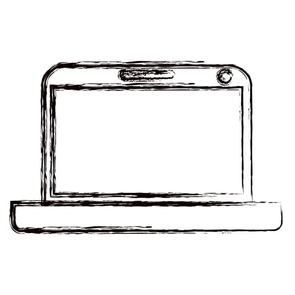 Verschwommene dicke Kontur moderne Laptop-Technologie — Stockvektor