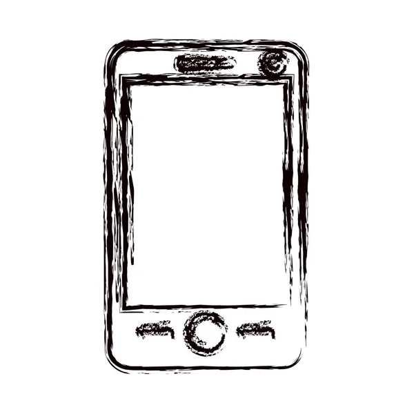 Tech rozmazané tlusté obrysu moderní smartphone — Stockový vektor