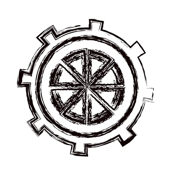 Icono de rueda de engranaje de contorno grueso borroso — Vector de stock