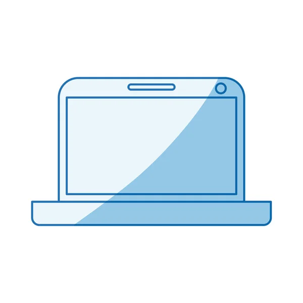 Silhueta de sombreamento de cor azul tecnologia laptop moderno — Vetor de Stock