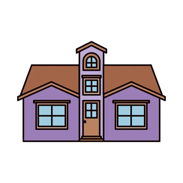 Beyaz arka plan ile tavan ile renkli cephe ev — Stok Vektör