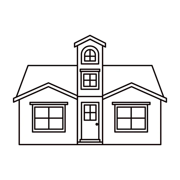Silhouette monochrome maison de façade avec grenier — Image vectorielle