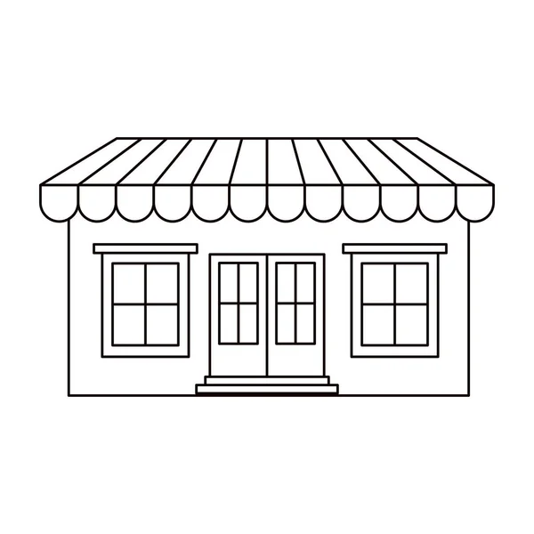 Zwart-wit silhouet van winkel met luifel — Stockvector