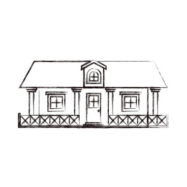 tek renkli kır evi korkuluk ve tavan silüeti bulanık