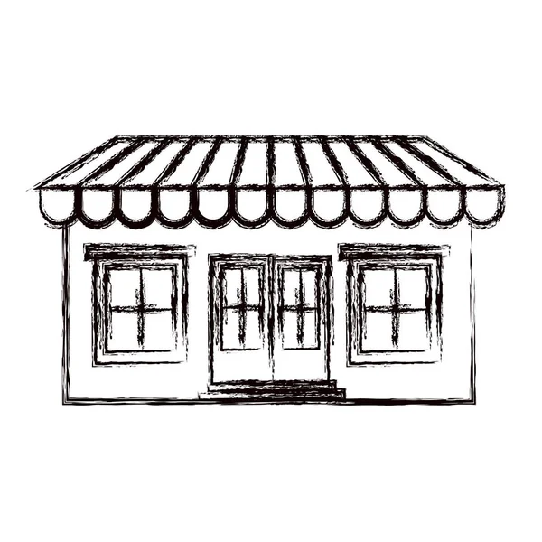 单色的模糊的轮廓的商店遮阳篷 — 图库矢量图片