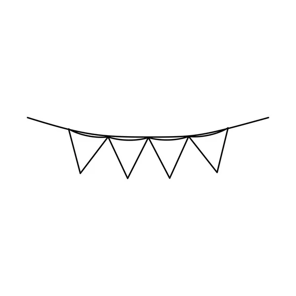 Silhueta monocromática de festão em forma de triângulo em close-up —  Vetores de Stock