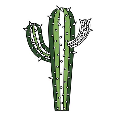 renk bölümleri siluet kaktüs üst ve kalın kontur üzerinde iki dalı ile