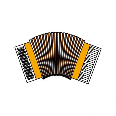 akordeon ile kalın kontur renk bölümleri silüeti