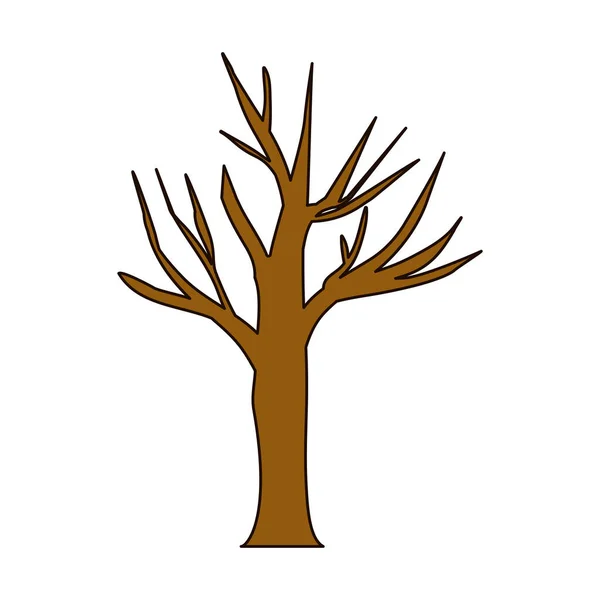 Bílé pozadí s suchý strom s hustou obrys — Stockový vektor