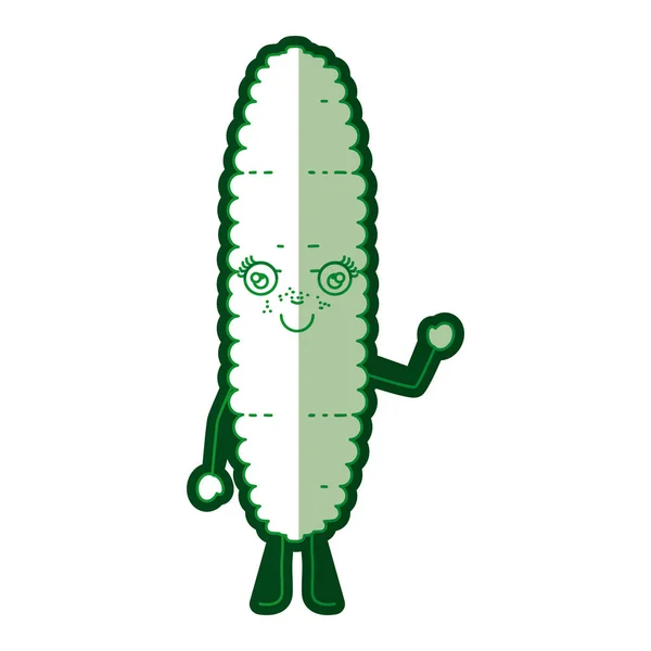 Silueta verde de maíz de dibujos animados con media sombra — Vector de stock