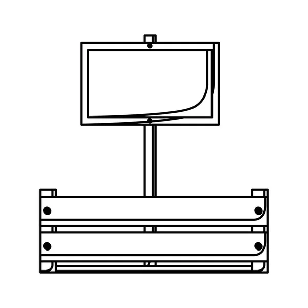 Silueta monocromática de caja de madera con banner — Vector de stock