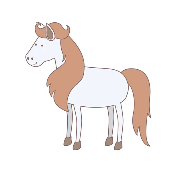 Cores claras de cavalo branco com crina e cauda marrom —  Vetores de Stock