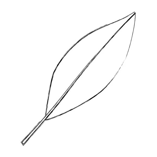 单色的模糊的轮廓的茎与叶中特写 — 图库矢量图片