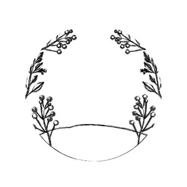 tek renkli bulanık silhouette çiçek Peyzaj ve çimenli alan dairesel çerçeve içinde