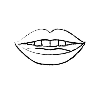 ağız gülümseyen tek renkli bulanık siluet