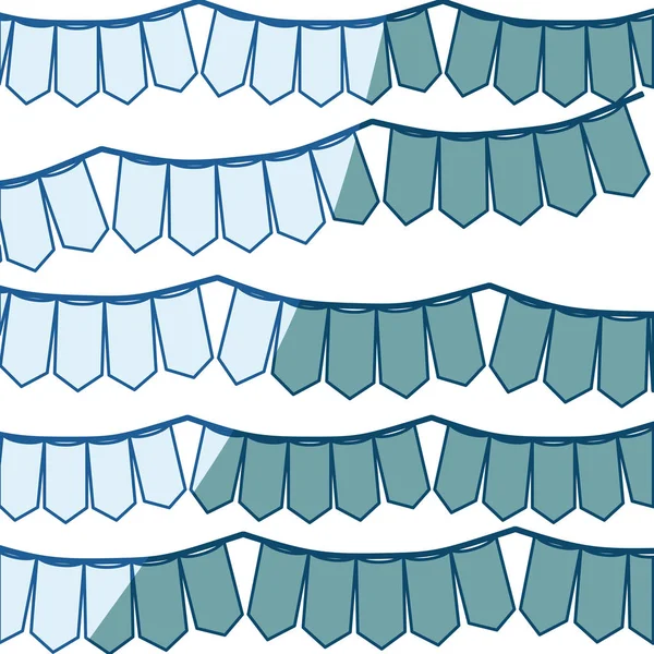 Sylwetka niebieskie cieniowanie z zestaw girlandy w kształcie prostokątów — Wektor stockowy