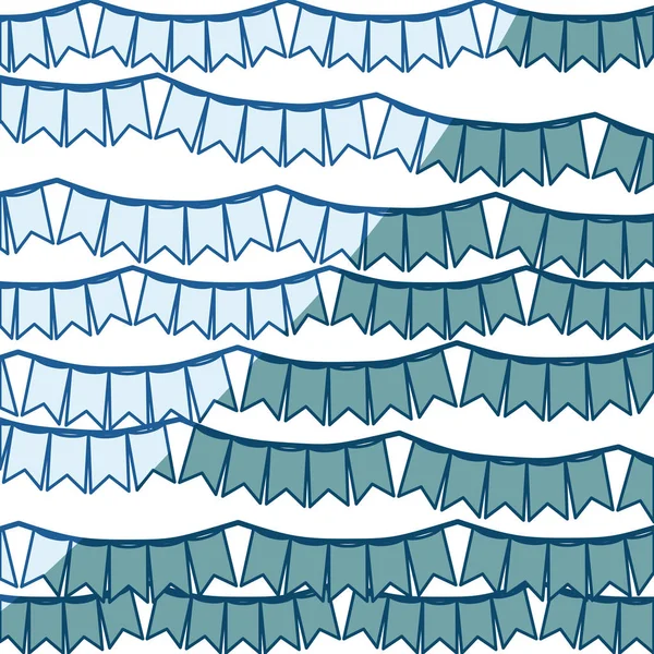 Silueta de sombreado azul con conjunto de festones en forma de cuadrado con picos — Archivo Imágenes Vectoriales