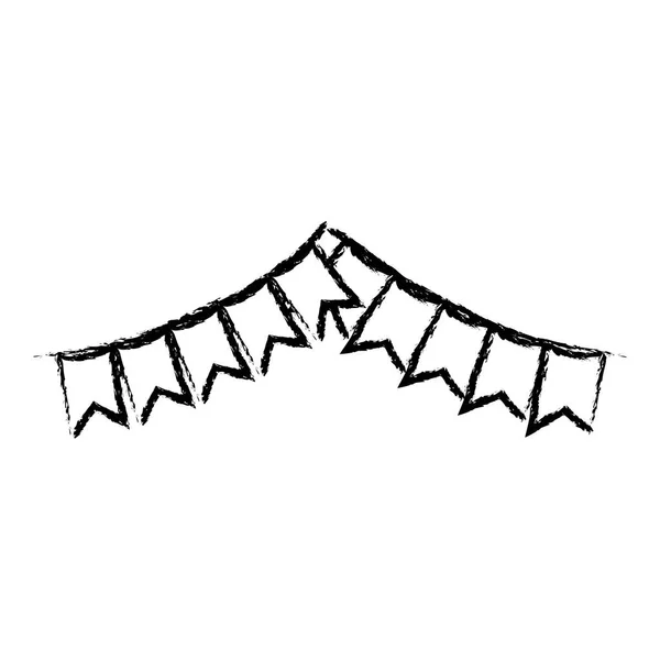 Monochrom verschwommene Silhouette von Girlanden in Form eines Quadrats mit Spitzen und dicker Kontur — Stockvektor