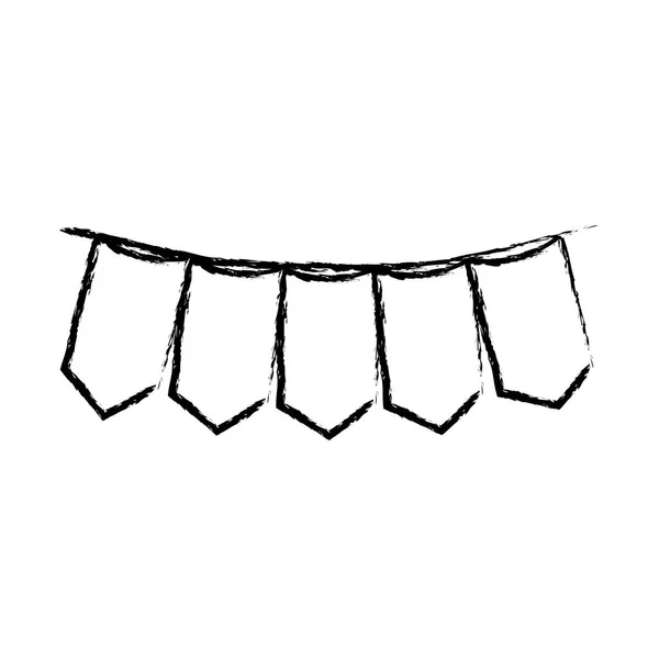 Silueta borrosa monocroma de festones en forma de rectángulos en primer plano — Archivo Imágenes Vectoriales