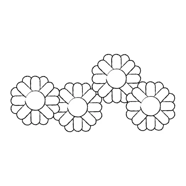 Μονόχρωμη θολή σιλουέτα με αφηρημένα ηλιέλαιο μοτίβο σε κοντινό πλάνο — Διανυσματικό Αρχείο