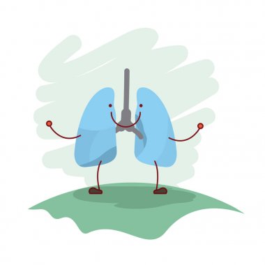 renkli sahne siluet karikatür solunum sistemi çim