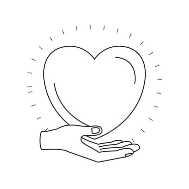 veren bir kalp sadaka sembol siluet el palm