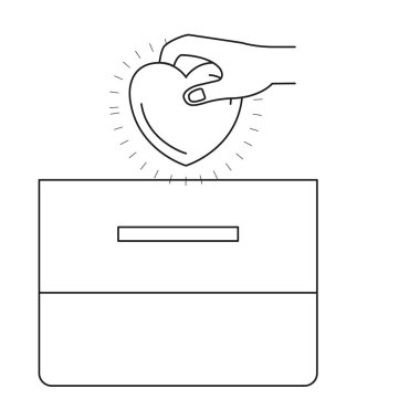 siluet önden görünümü el ile bir karton kutu içinde düz kalp yatırma