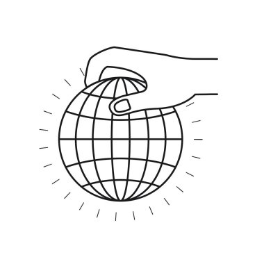 yatırmak için bir küre grafik tutan el siluet yan görünüm