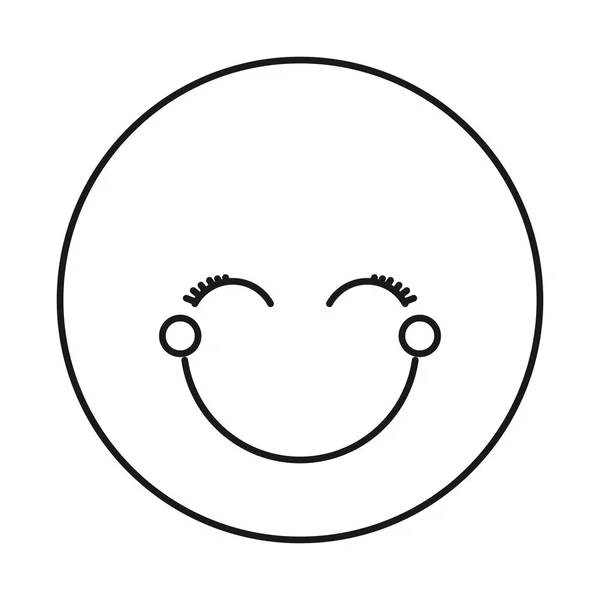 Silhouette happy face emoticon perempuan dengan mata tertutup - Stok Vektor