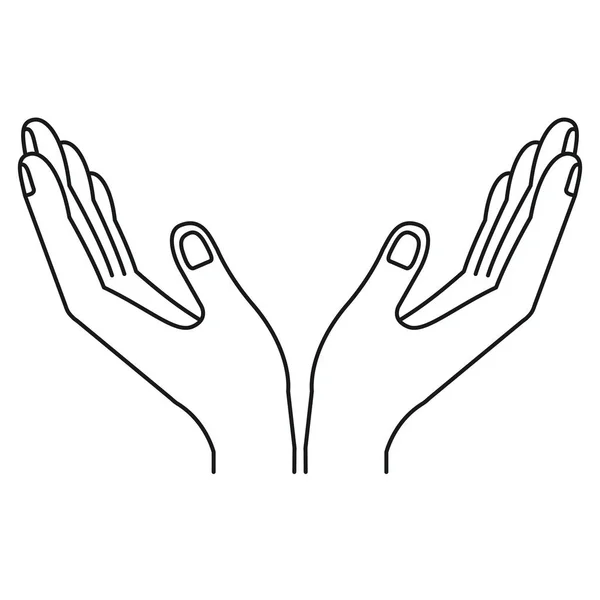 Silhouette öppnas händerna på symbol för mottagande — Stock vektor