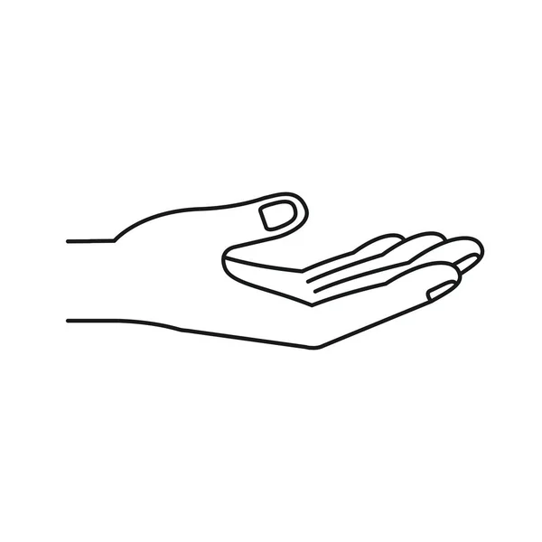 Silueta extendida mano de símbolo de recepción — Vector de stock