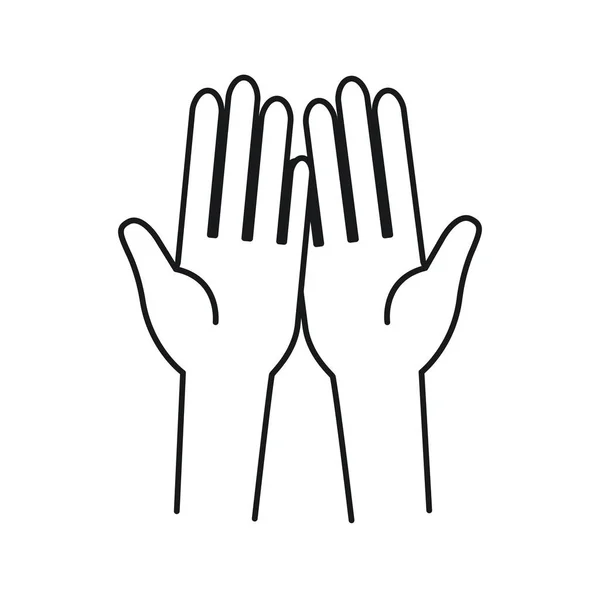 Силуэт передний вид ладони рук в получении символа — стоковый вектор