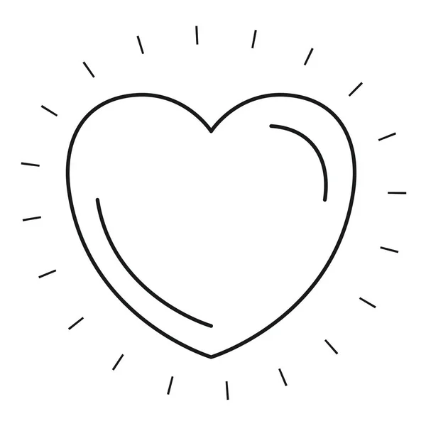Silhueta vista frontal coração forma símbolo caridade amor —  Vetores de Stock