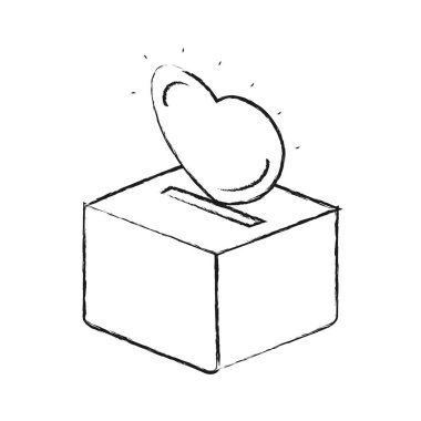 bulanık siluet düz kalp bir karton kutu içinde yatırmak.