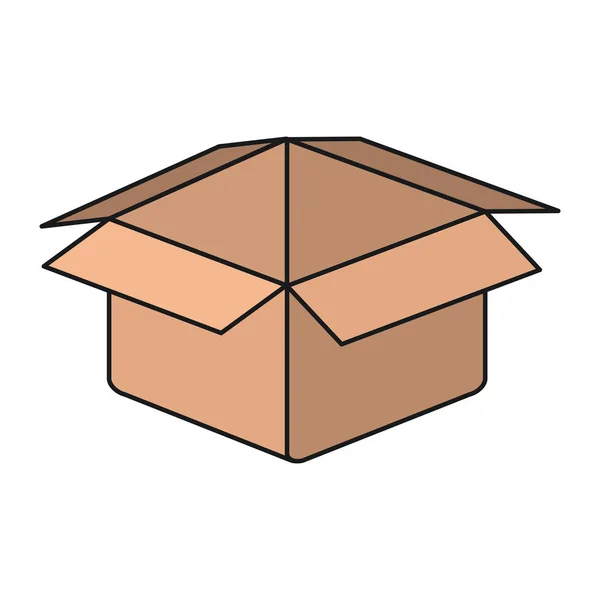 Boîte de carton gros plan silhouette colorée ouverte — Image vectorielle