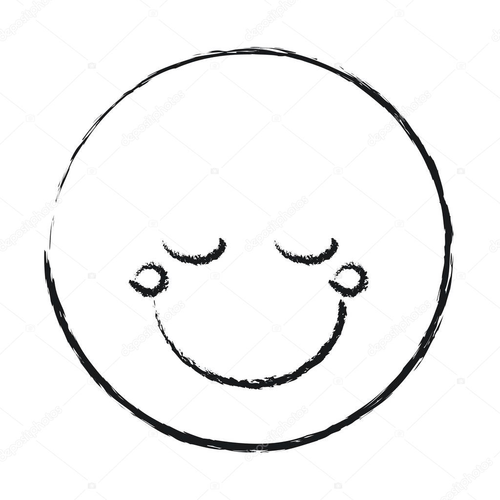 blurred silhouette happy face male emoticon with eyes closed