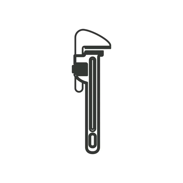 Monochrome silhouette with pipe wrench — Stock Vector