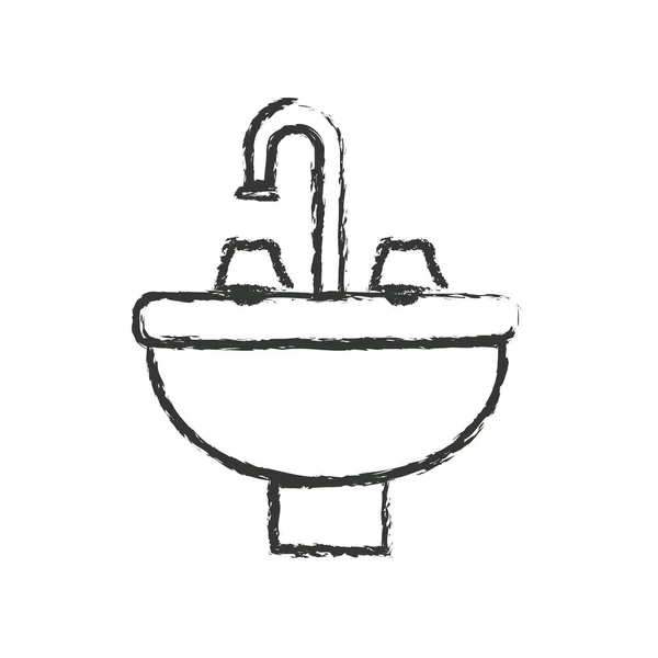 Silhouette sfocata monocromatica con icona lavabo — Vettoriale Stock