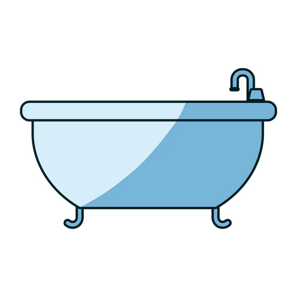 Blue shading silhouette of bathtub icon — Stock Vector