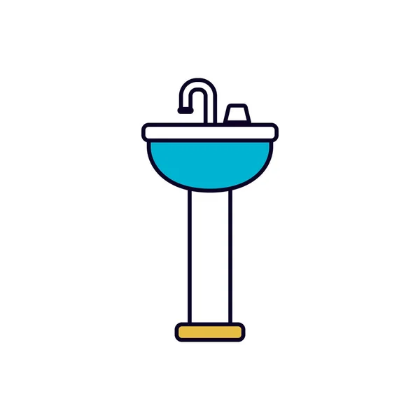 台座付きの洗面台の色セクション シルエット — ストックベクタ