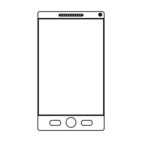Fehér háttér, fekete-fehér sziluettjét smartphone — Stock Vector